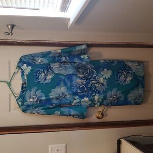 Calvin Klein Teal and White Floral Dress